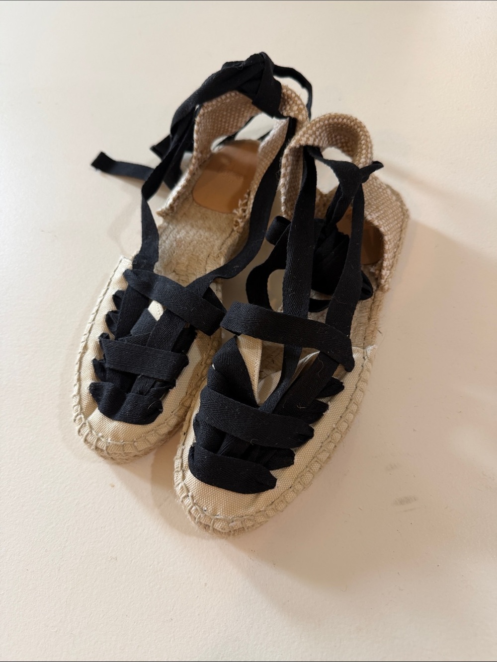 Castaner Woven Espadrille Lace-Up Sandals in Black Sz 37 (6.5).  Bag7 New No box